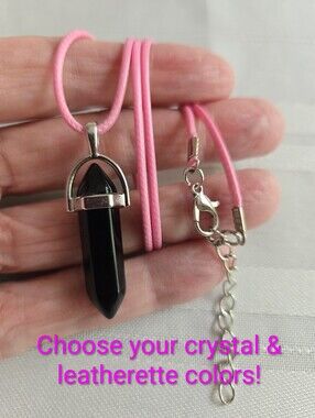 🌞 Custom Glass / Gemstone Crystal Pendant Necklace - choose your colors! 🌞